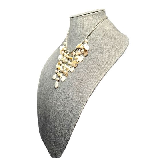 Abalone Aura & Mother of Pearl Disc Cascade Necklace (NWOT) - Picture 5 of 10